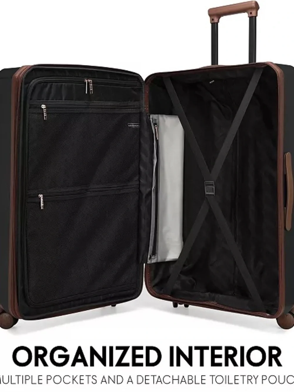 Elle Luxe Journey 1 Piece Expandable Retro Spinner Rolling check in Luggage